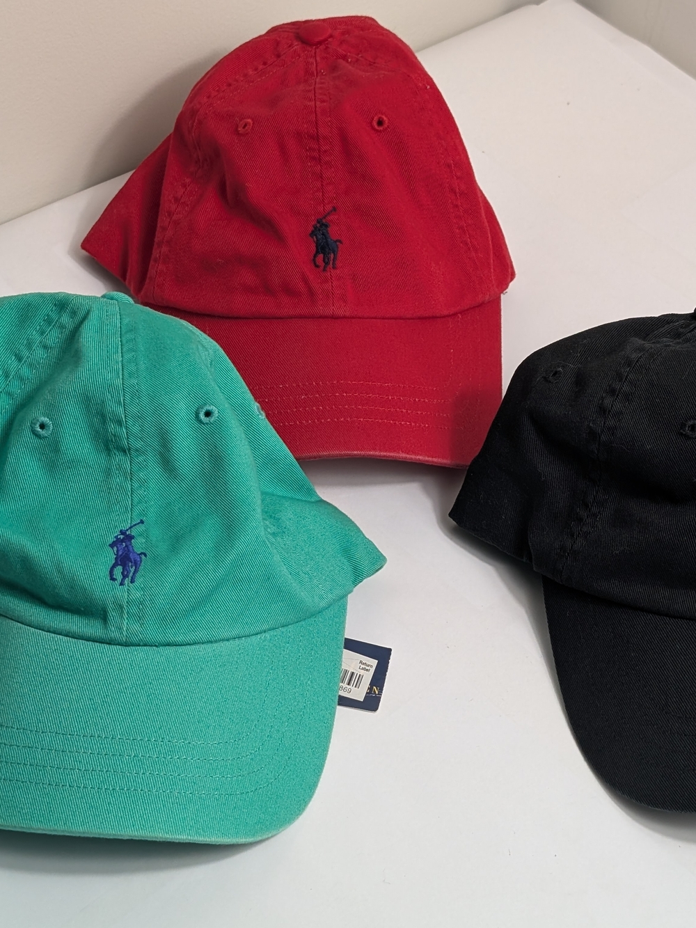 3 Polo Ralph Lauren Classic Pony Caps - Red, Teal, Black